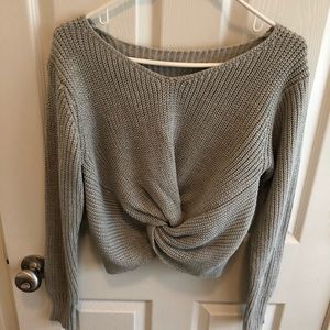 Cropped twist front sweater